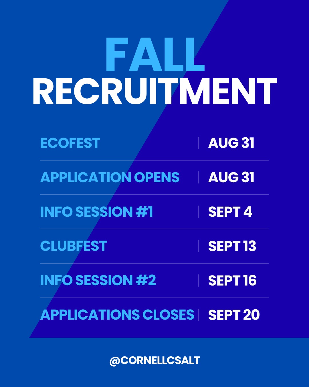 Fall 2025 Recruitment Schedule